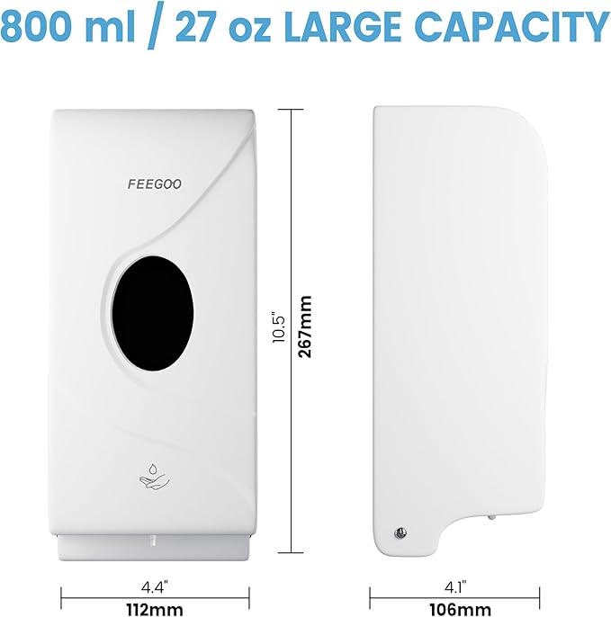Automatic Wall-Mounted Soap Dispenser 27 oz (800 ml) Refillable Soap Dispenser for Kitchens, Offices, Hotels, and Restaurants
