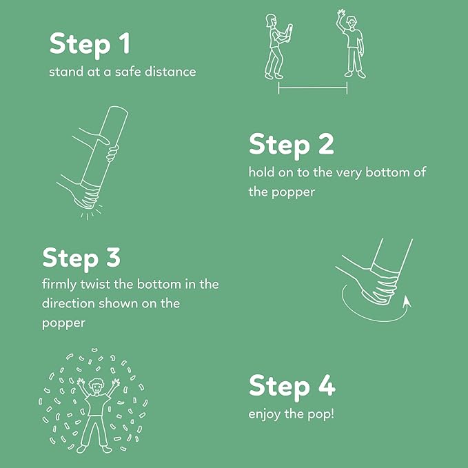 2 Pack Confetti Cannon Confetti Poppers | Biodegradable Green Confetti | TUR Party Supplies | Launches Up to 25ft | Giant (12 in) | Party Poppers for Graduation, Birthdays, Weddings, and Memorial Day