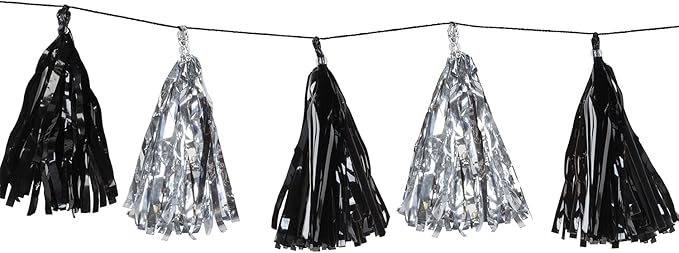 Beistle 2 Piece Metallic Tassel Garlands, 9.75" x 8'- NYE Decorations, Graduation Party Supplies, Awards Night Banner