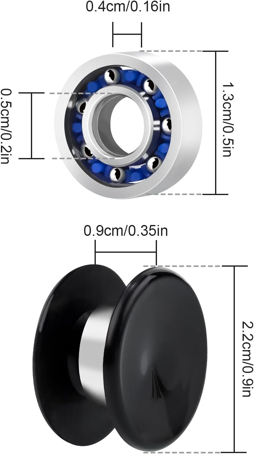 20 Pack Fidget Spinner Bearing and Cap Replacement Set, Chrome Steel Bearing Balls