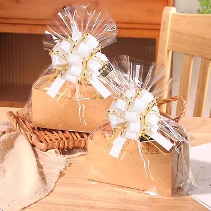 HQJAXJ 6PCS Pull Bows for Gift Wrapping, Phnom Penh Gift Wrap Pull Bows, White, Floral, Classic, Traditional, Multi-occasion