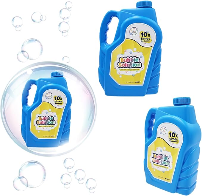 Dreidel Company Bubble Solution Refill - 32oz Non-Toxic Liquid for Bubble Machines, Guns, Wands & Lawn Mower Toys (2-Pack)
