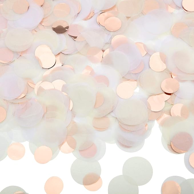 TecUnite White Ivory Champagne Round Tissue Paper Table Confetti Dots for Wedding Birthday Party Decoration Arts Craft DIY Scrapbooking, 1.76 oz (2.5 cm)