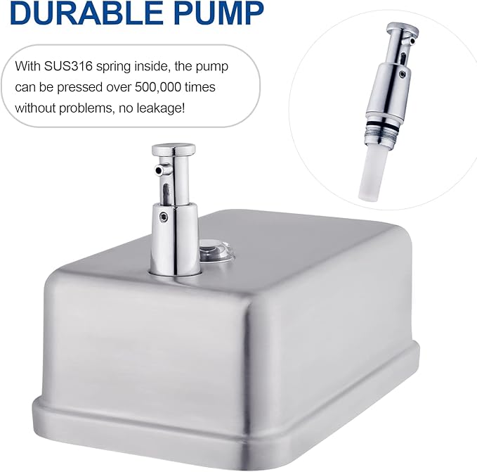 Commercial Wall Mount Stainless Steel Soap Dispenser, Corrosion Proof Lining Liquid Hand Sanitizer Dispenser Bathroom 1100ml / 37oz. (Vertical)