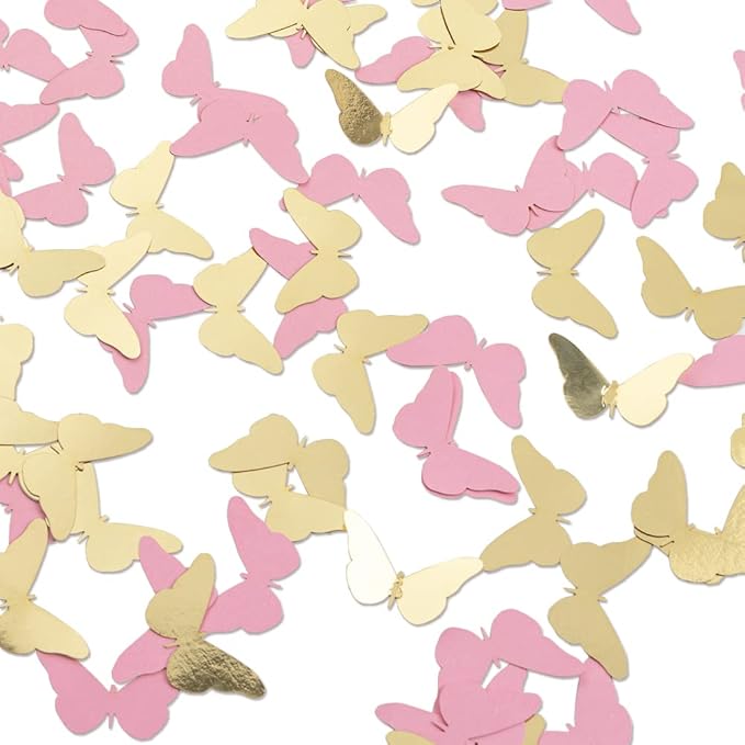 300PC Pink Gold Butterfly Confetti Butterfly Baby Shower Decorations Spring Wedding Bridal Shower Birthday Table Decor