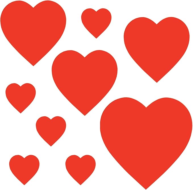 Beistle Printed Heart Cutouts – 9 Red Heart Cardstock Decorations in 3 Sizes for Valentine’s Day Displays, Wedding Celebrations, Romantic Events, Wall and Window Décor, 4”, 8.5”, 12”