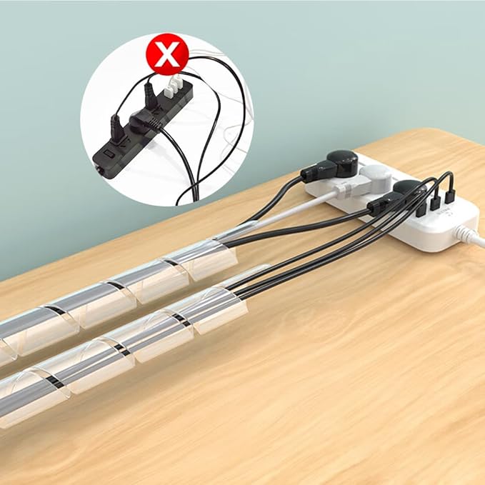 26 Ft Spiral Cable Wrap - White Cord Covers Bundle Sleeve Hose for PC TV Computer Electrical Wire Organizer, Cord Cover and Detangler