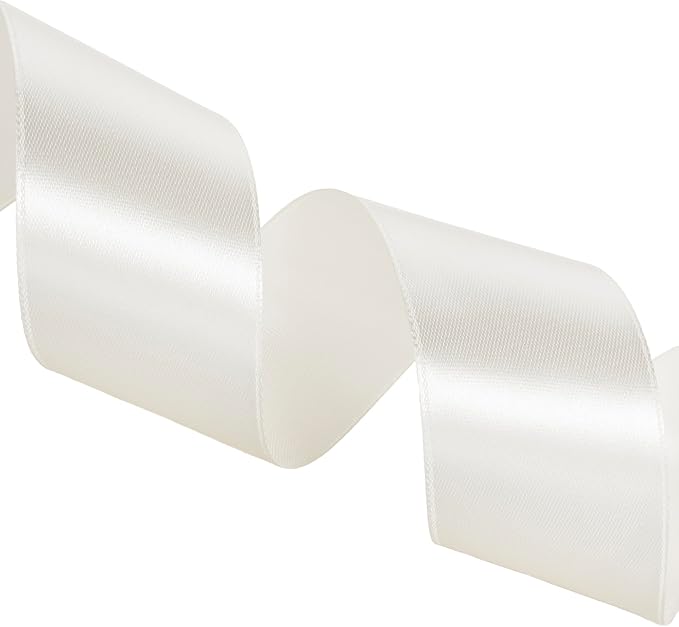 YASEO 1 1/2 Inch Ivory Solid Satin Ribbon, 50 Yards Craft Fabric Ribbon for Gift Wrapping Floral Bouquets Wedding Party Decoration