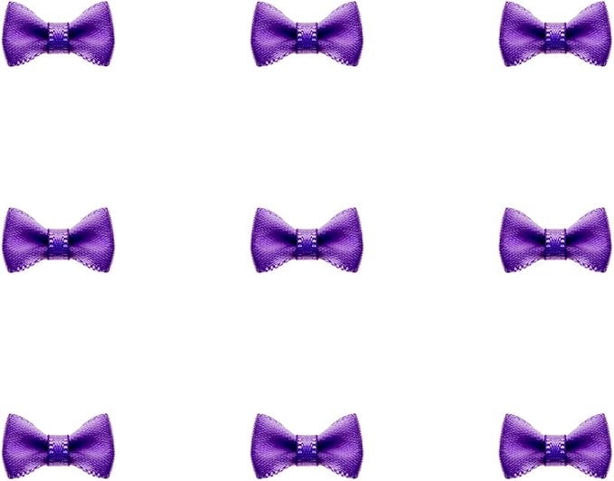Tupalizy Mini Satin Ribbon Bows Small Craft Sewing Fabric Bows for Christmas Decoration Bow Ties Scrapbook Gift Bags Boxes Greeting Invitation Cards Wedding Party Favor, 20x10mm, 50PCS (Dark Purple)
