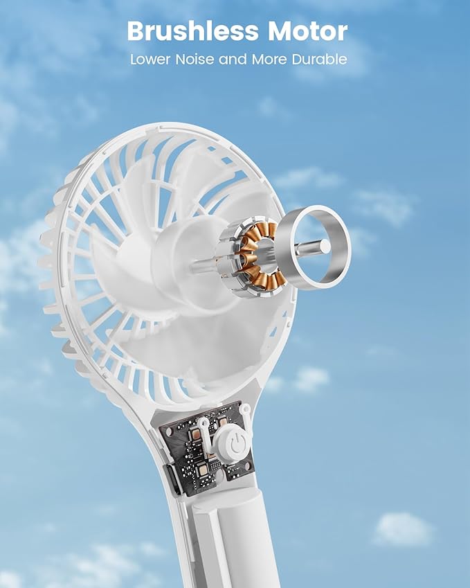 Edvision Portable Mini Fan - Powerful Personal Handheld Fan with 3 Speeds, Cute and Small, USB Rechargeable for Travel/Lash/Makeup/Outdoor/Home, White