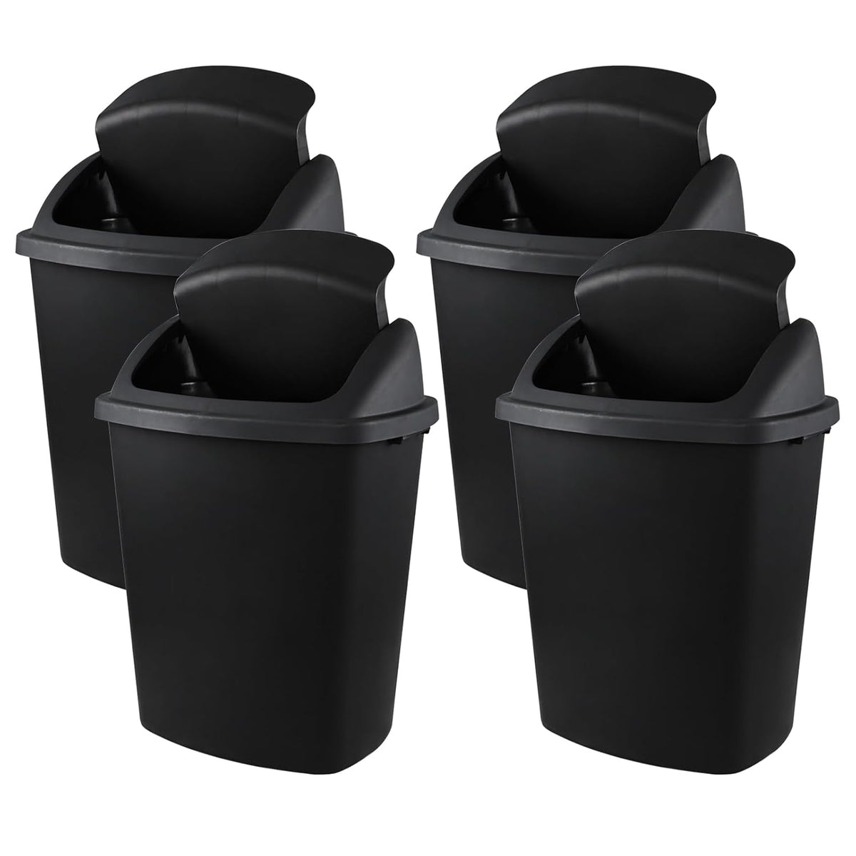 19 Gallon Kitchen Waste Bin, Large Plastic Trash Can, Black, Holds 70 Liters