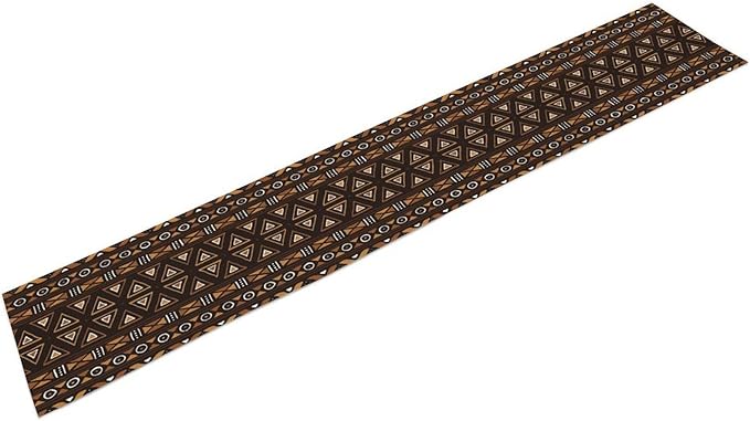 African Table Runner, Geometric Motifs Southwestern Native Tribal Ethnic Table Runner for Dining Kitchen Farmhouse Party Coffee Home 13x70in