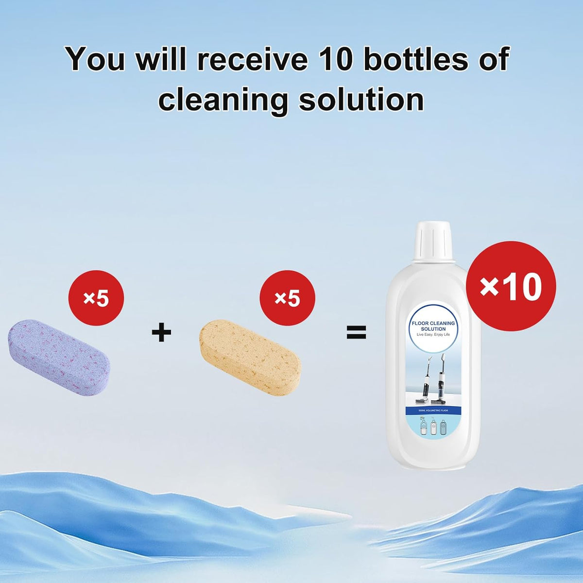 10 Bottles Compatible with Tineco Cleaning Solution Pet 500ml Per Bottle Lavender Scents and Orange Scents Floor Cleaner Compatible with All Robot Vacuums with Mopping and Cordless Wet/Dry Vacuum