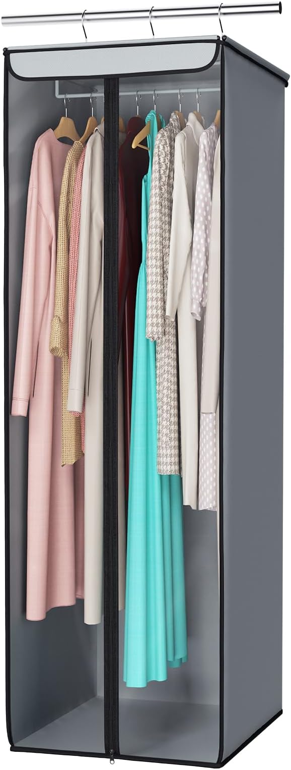 Univivi Garment Bags for Hanging Clothes, Large Clothes Storage Bags Closet Organizer with Clear Window, Premium Hanging Garment Storage Bag for Suits, Coats, Dresses, 54"