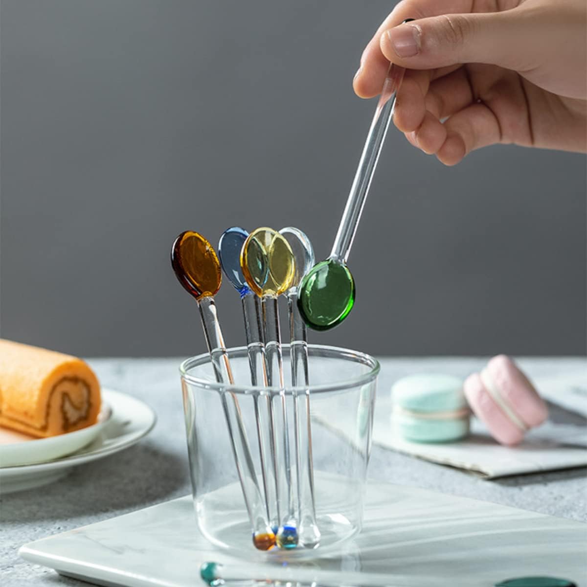 5 Pieces Glass Spoons for Coffee Teaspoons Glass Stirring Spoon Rod 5.9 inch Coffee Stirrers Ice Tea Spoon Glass Mixing Spoon for Tea SugarHome Bar