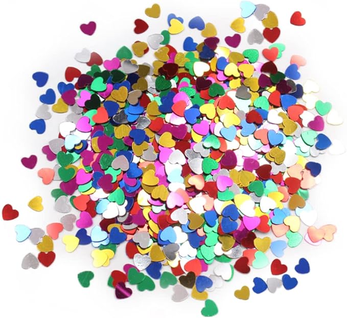 Maigendoo Table Confetti Heart Sequin Metallic Glitter Confetti Sparkle Foil Sequin Table Decor Ideal for Balloon Table Art Craft Wedding Festival Party Supplies DIY Decoration 30G/1OZ, Mixed Color