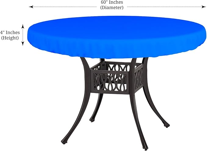 Covers & All Round Table Top Cover, 18 Oz Heavy Duty Waterproof UV & Weather Resistant Patio Table Cover, Outdoor Table Cover for Patio Outdoor Furniture & Coffee Table (60" Diameter x 4" H, Blue)
