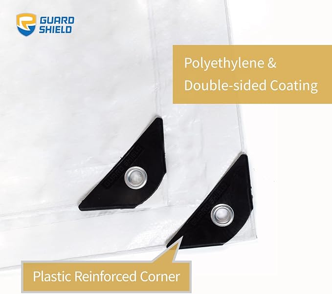 GUARD SHIELD White Tarp 12x14 Feet Medium Duty All Purpose Poly Tarps Cover 7mil
