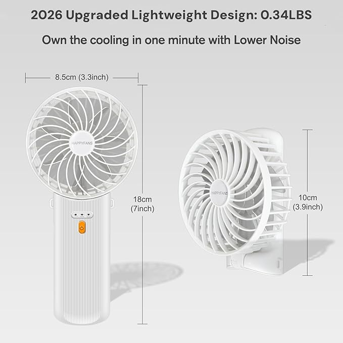Portable Fan, 4-Speed,180° Foldable, Quiet Mini Small Cute Rechargeable Personal Handheld Fan, 15H Cooling for Women Men Kids Travel Indoor Outdoor Makeup (White)