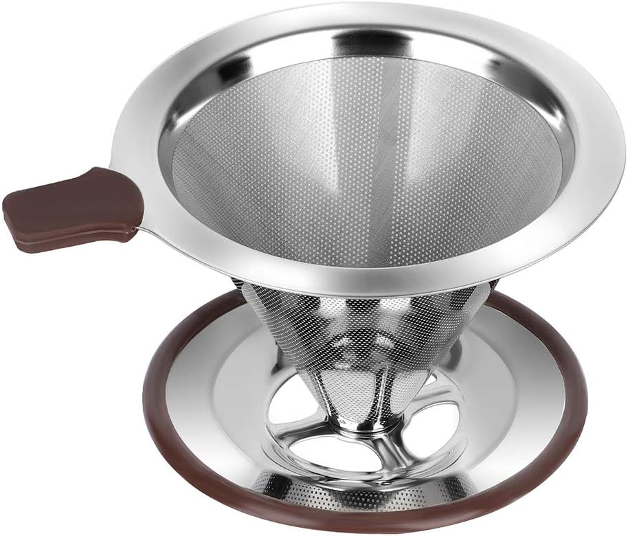 Pour Over Coffee Dripper, Reusable Paperless Coffee Filter,Professional Stainless Steel Drip Cone Brew Coffee Strainer