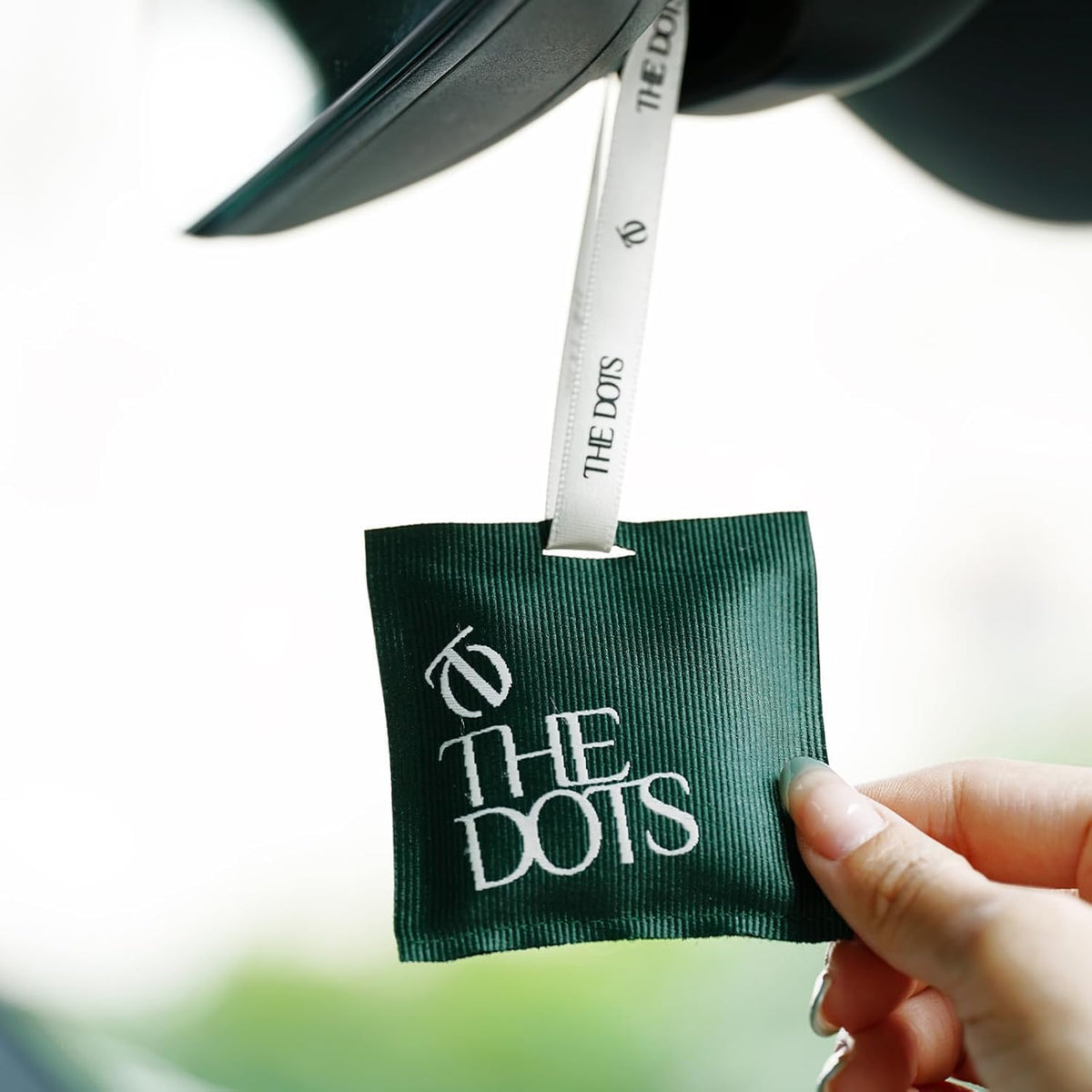THEDOTS Series Car Air Freshener with 2 Adjustable Ribbons for Car Rearview Mirror, Coconut Lychee, 30 Days, Non-Toxic Fabric Sachet Gift (1 Pack)