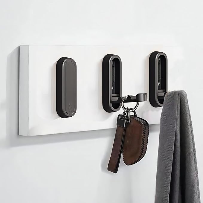 Matte Black Foldable Towel Hooks for Bathroom 2 Pack,Wall Hooks for Hanging Heavy Duty Coat Robe Purse Hooks, Foldable Hooks Storage Solution for Bathroom,Closet,Entryway,Pool (2, Matte Black)
