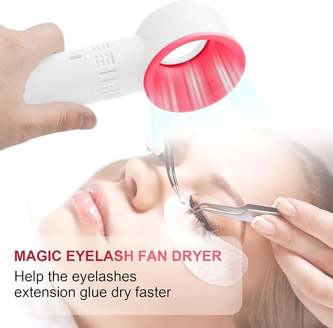 Portable USB Rechargeable Mini Fan Eyelash Fan Dryer Bladeless Handheld for Eyelash Extension, Air Conditioning Blower for Essential Eyelash Extension Supplies (White 02)