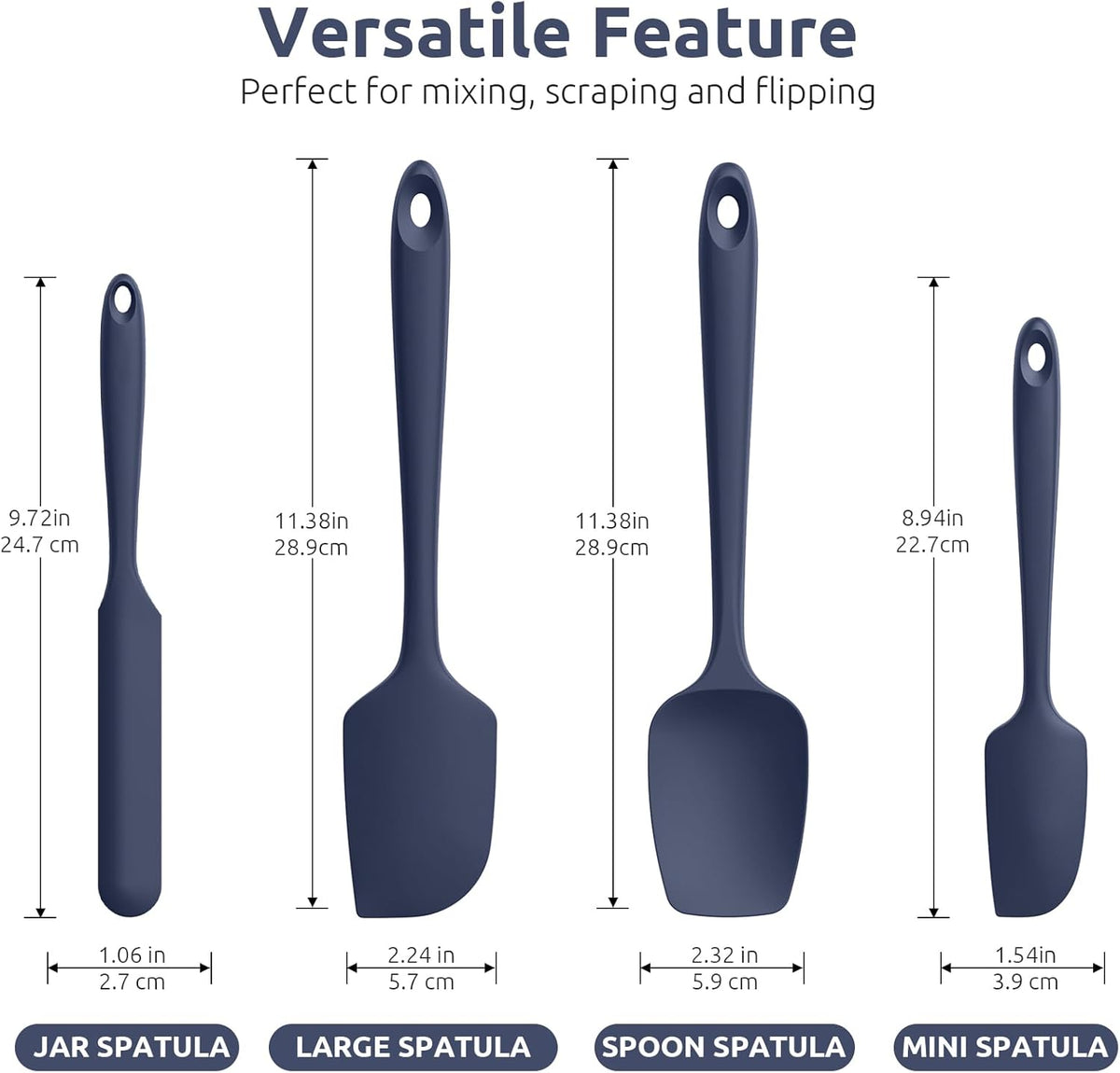 Heat Resistant Silicone Spatula Set: U-Taste 600ºF High Temp Seamless Food Grade Food Grade Flexible Rubber Silicon Kitchen Cooking Mixing Baking