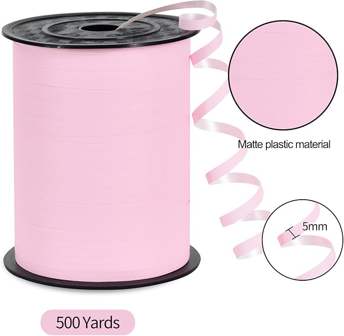 TONIFUL 500 Yards Matte Light Pink Curling Ribbon-Balloon String for Art&Craft Decor,Gift Wrapping,Ribbons and Bows for Girl's Baby Shower Wedding Valentines Mother's Day Supplies (Pastel Pink)