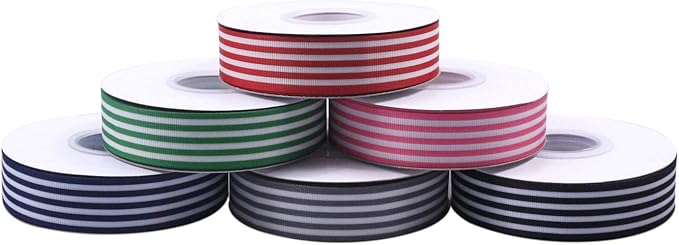 Stripe Grosgrain Ribbon 1 Inch, Multi Color Premium Christmas Fabric Ribbon for Gift Wrapping Weddings Baby Showers Hair Bow Crafts Holiday Party Decor 30 Yards