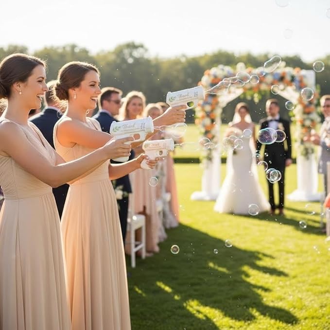24 Pack Wedding Bubbles Machine Party Set, Automatic Bubble Guns with Bubble Concentrate, Suitable for All Types of Parties and Events (Without Battery)