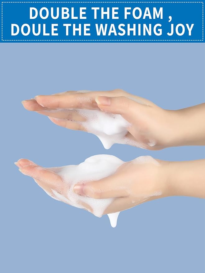 Foaming Hand Soap Dispenser Set, 16 oz Large Glass Soap Dispenser, Foam Dispenser with Stainless Steel Pump & Waterproof Labels, Refillable Soap Bottles for Bathroom Countertop, 2 in 1