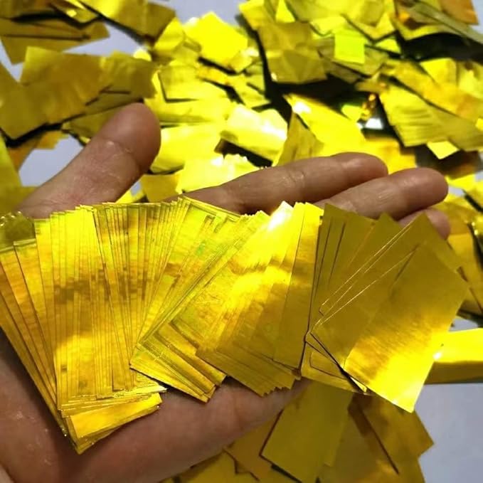Gold Confetti Metallic Rectangle Glitter Papers 1.1 lb - Flame Retardant Foil Confetti Great for Birthday Parties,Concerts,Celebrations,Weddings,Graduation Ceremonies