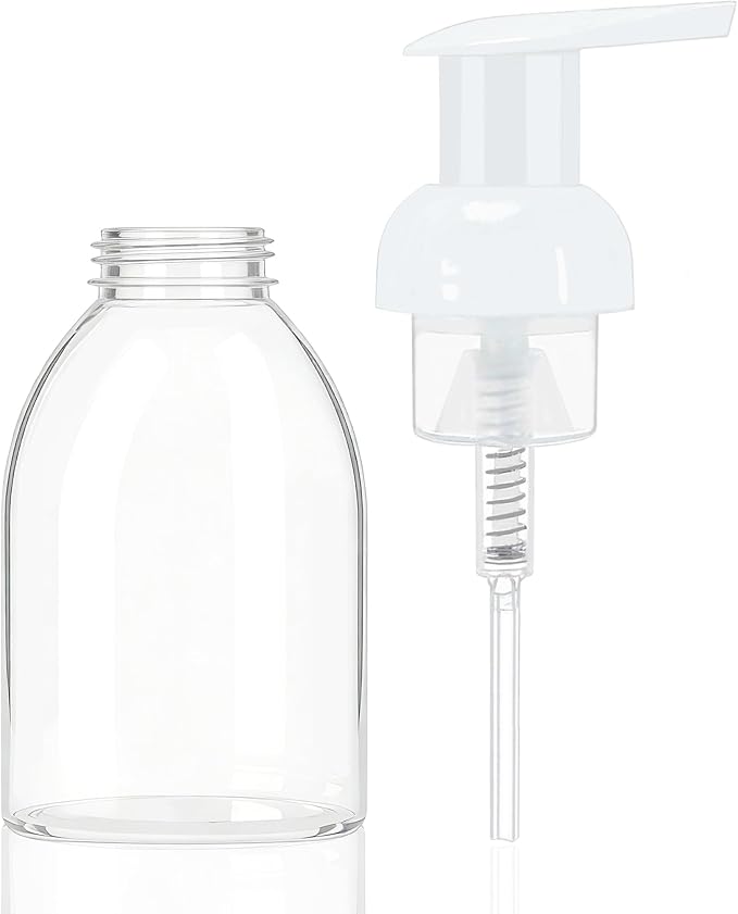 3 Pack 8oz Foaming Soap Dispenser BPA Free Clear Plastic Refillable Pump Bottle for Liquid Shampoo and Hand Soap