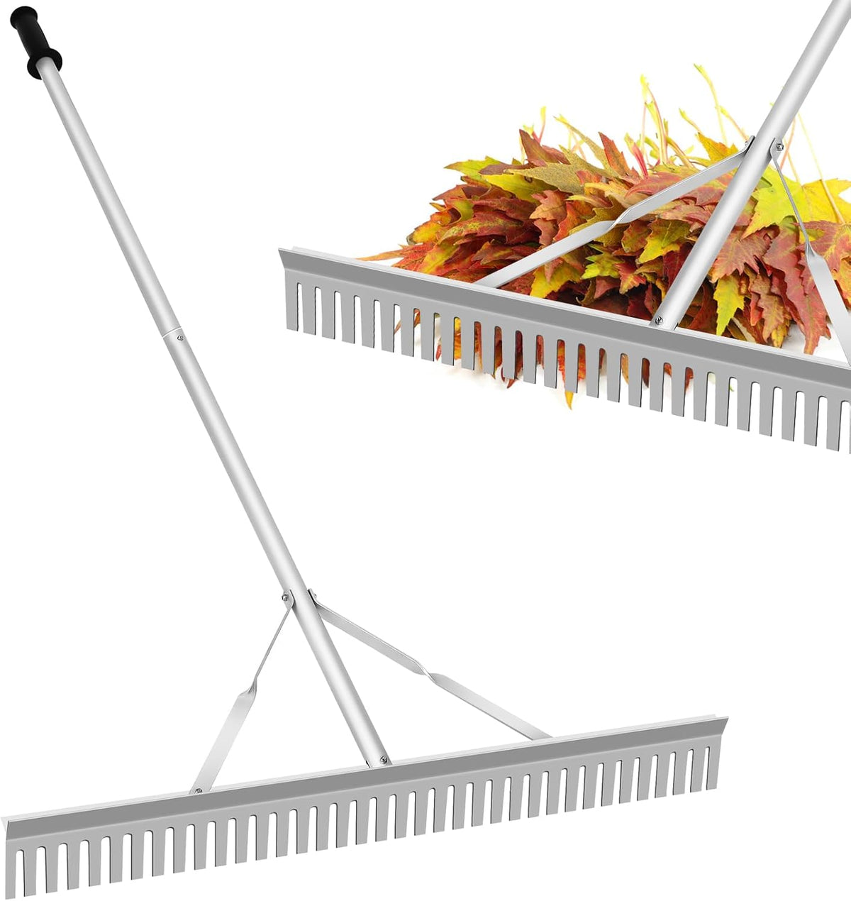 Aluminum Landscape Rake,36" Landscape Rake,Leaf Rake with 67 Inch Handle,Aluminum Yard Rake Tool for Loosening Soil,Lawn Care,Weeding Lake,Garden