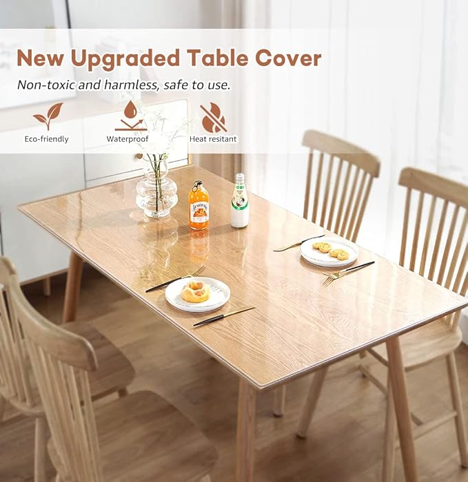 RostiKong 48 x 96 Inch Clear Plastic Coffee Dining Table Protector Tablecloth Corner Computer Desk Chair Pad Mat Wooden Marble Furniture Topper Kitchen Glass Side Night Stand Table Cloths Protection
