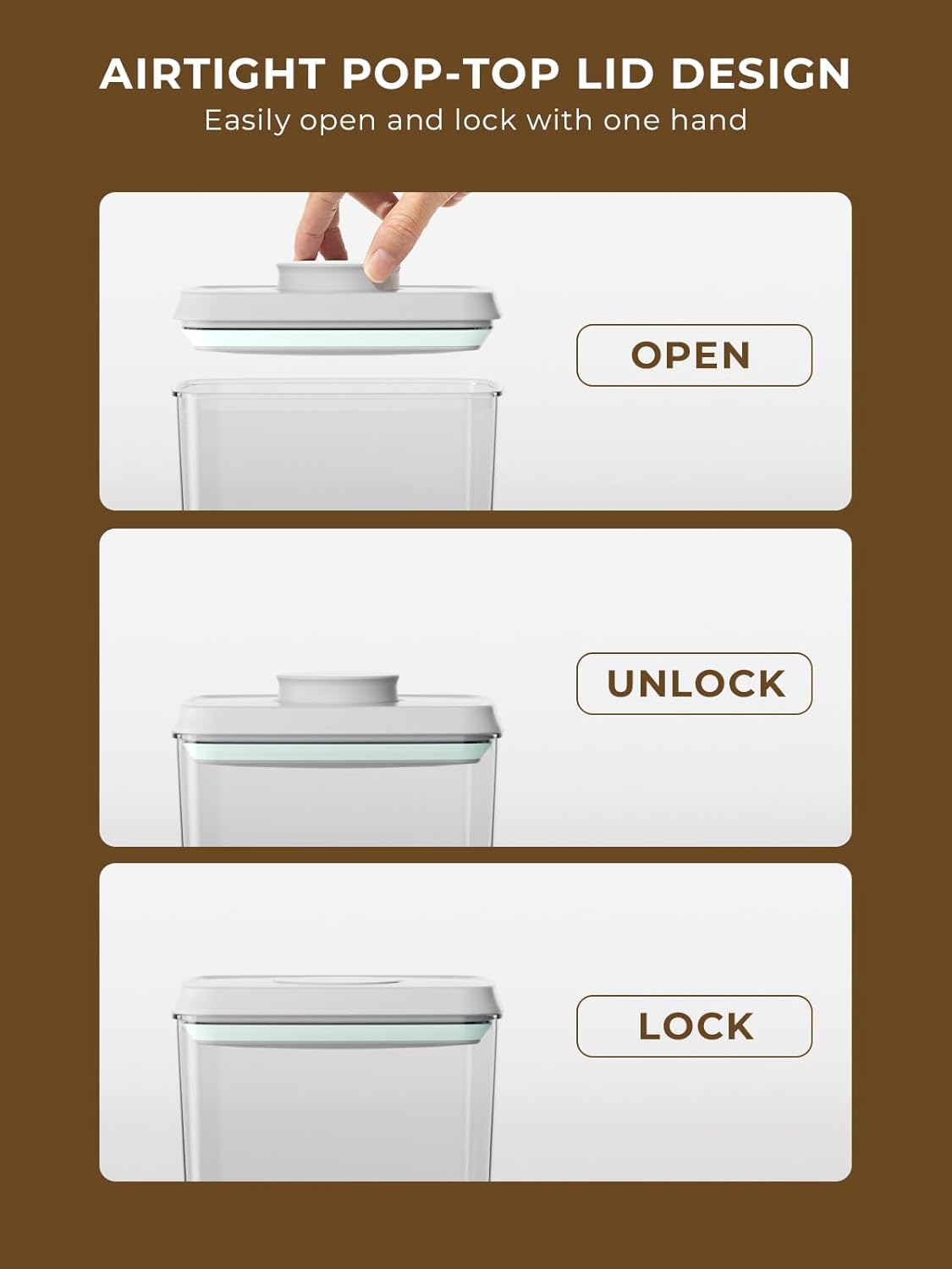 Cereal Containers Storage, 2 Pack Rice Holder, 4.22 Qt - 6 Lbs Food Storage Container Bin with Pop-up Lid for Rice Flour Sugar