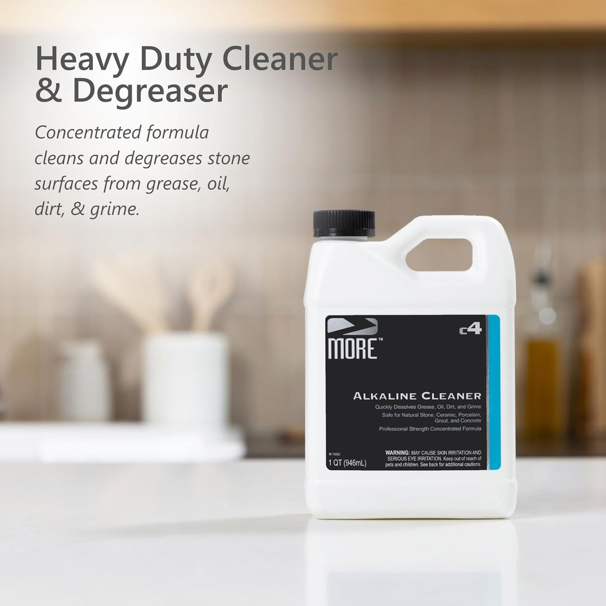 MORE Alkaline Heavy Duty Cleaner & Degreaser for Cleaning, Oil Removing and Restoring Natural Stone, Tile, Grout, Concrete, Kitchen Appliances, Stovetops and Grills - Quart - 32 oz