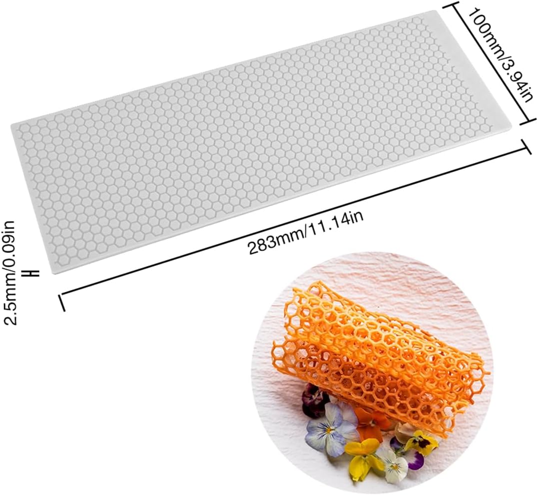 mostsom 3D Hollow Out Lace Mold Honey Shape Cake Mold Decorative Lace Mat Sugar Craft Silicone Pad Honeycomb Fondant Moulds Decorating Tools Baking