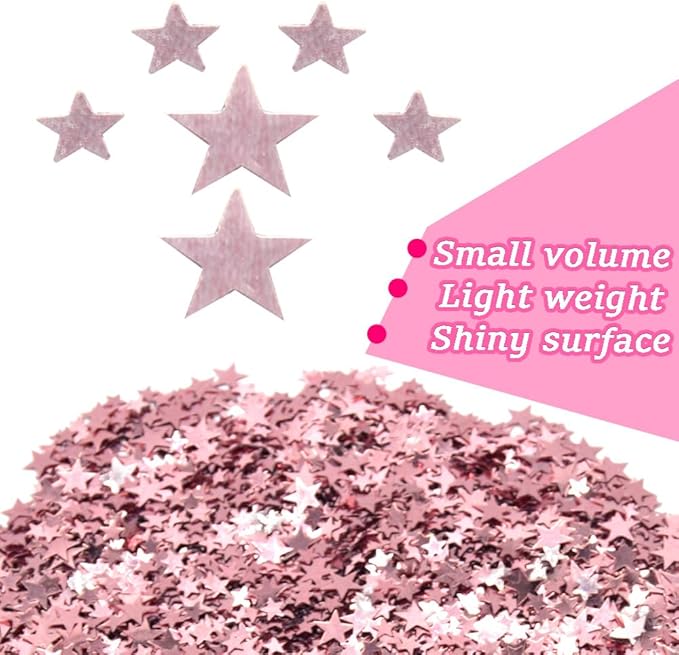 60g/2.1oz Glitter Star Confetti 6/10mm Metallic Foil Stars Sequin Holographic Stars Table Confetti for Party,Wedding,Birthday Decorations(Rose Gold/XX-MGJ)