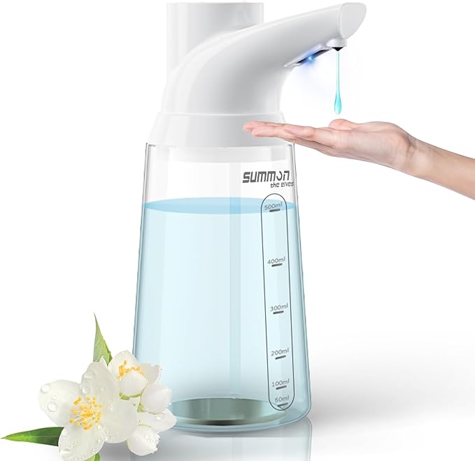 Automatic Liquid Soap Dispenser Touchless,4-Level Adjustable Modern White Bathroom Hand Soap Dispenser, Rechargeable Electric Motion Sensor Waterproof Pump for Kitchen (23.7oz/700ml)