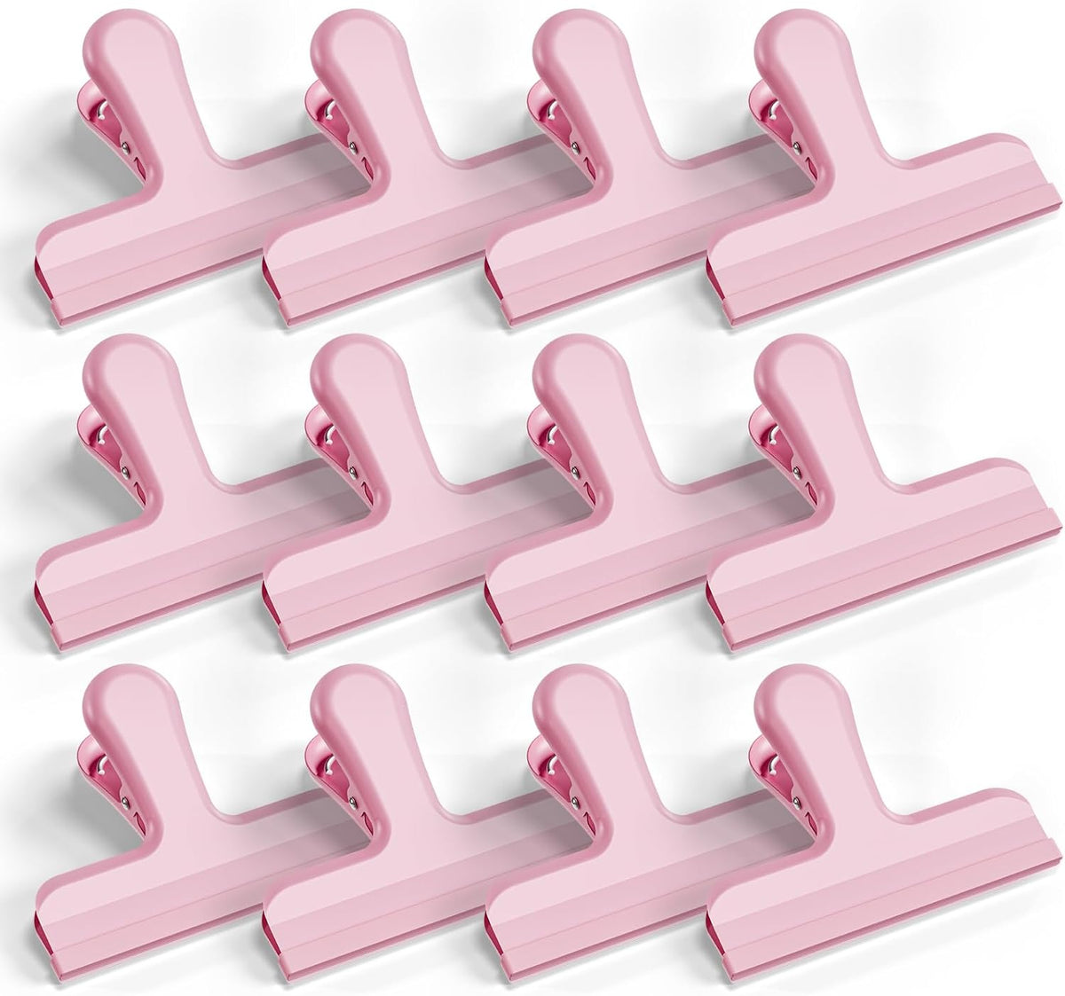 HOUSE AGAIN 12 Pack Stainless Steel Chip Bag Clips Covered with Silicone - NO More Sharp Edges - Color Coded for Food Bags - Air Tight Seal, Heavy Duty for Kitchen and Office, 3 Inches Wide, Pink