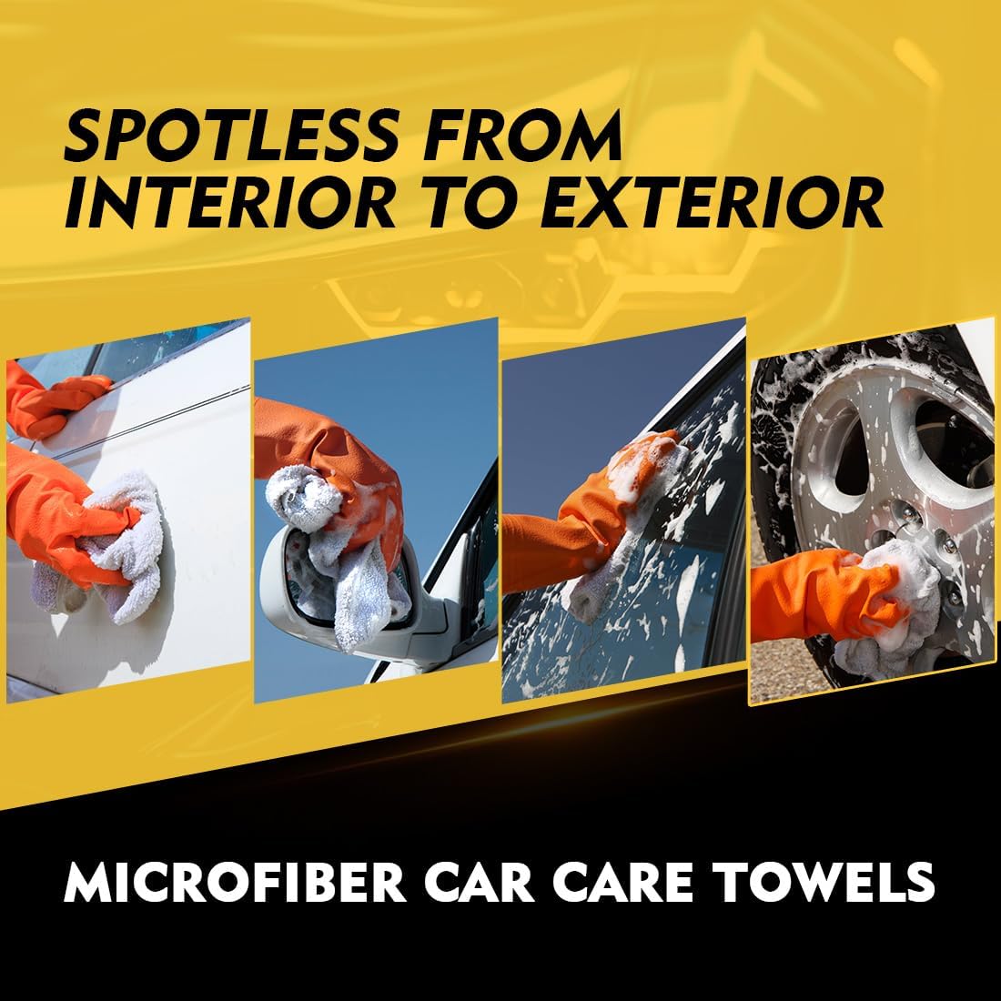 Homexcel White Microfiber Cleaning Cloth 50 Pack, 12.5 x 12.5 inch Microfiber Towels for Cars, Ultra Absorbent Car Washing Cloth