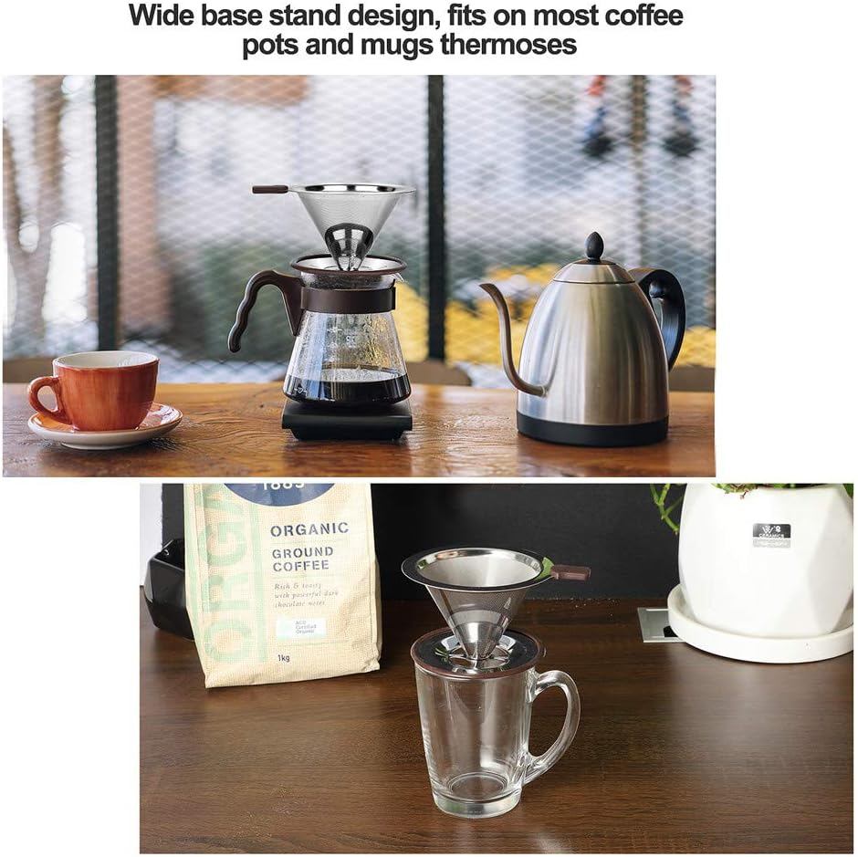 Pour Over Coffee Dripper, Reusable Paperless Coffee Filter,Professional Stainless Steel Drip Cone Brew Coffee Strainer