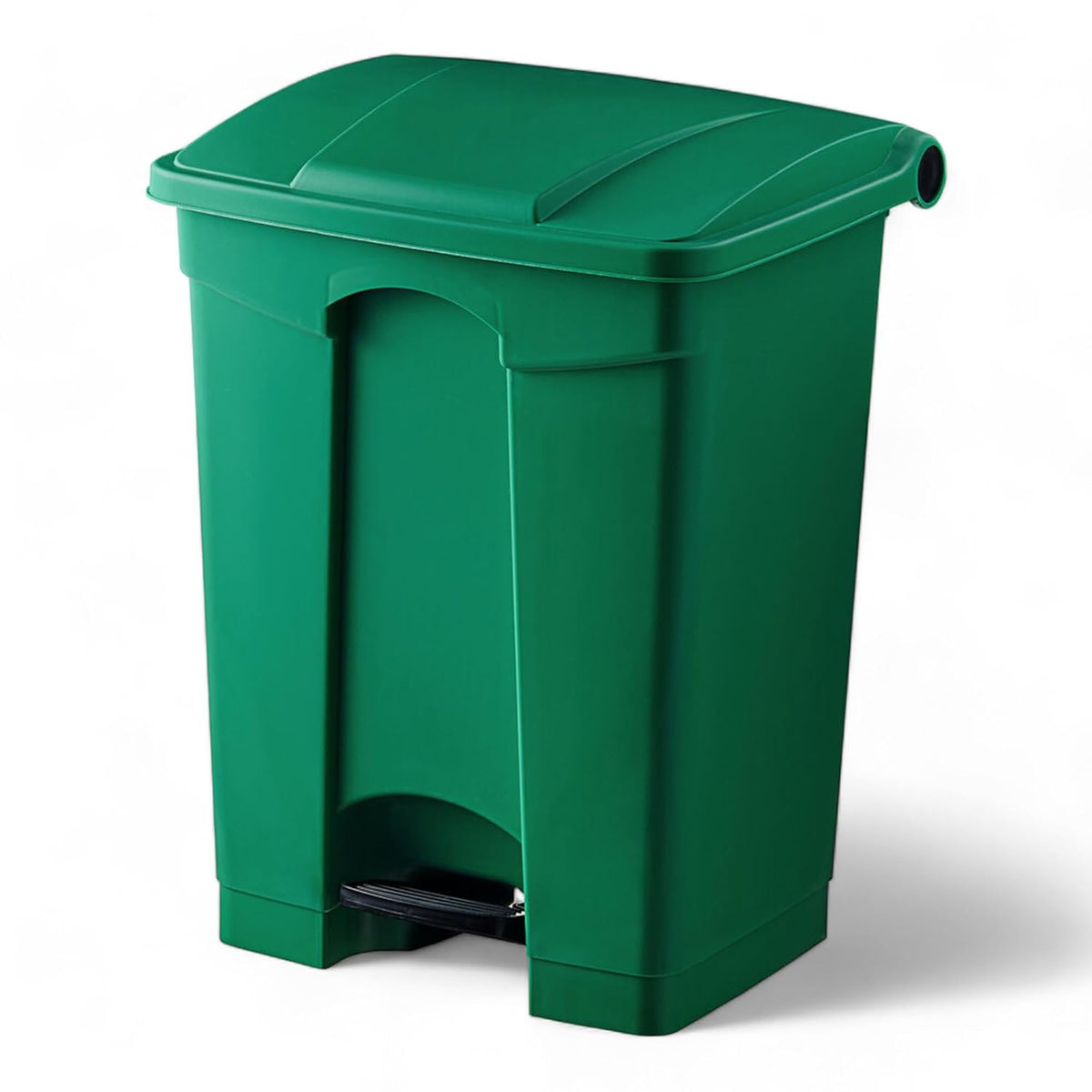 PRO&Family Step-On Trash Can with Lid, Plastic Waste Bin, Foot Pedal Operation (Green, 18 Gallon)
