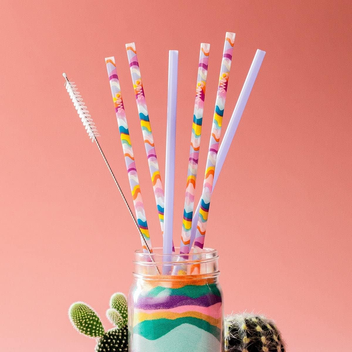 Swig Life Reusable Straws Cookie Jar + Pink Tall Straw Set & Cleaning Brush, Each Straw is 10.25 inch Long (Fits Swig Life 20oz Tumblers, 22oz