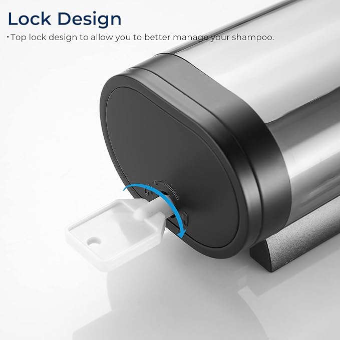 Pollock Shower Dispenser - 1 Chamber No Drill Shampoo & Conditioner Dispenser for Bathroom, Large Capacity, Black