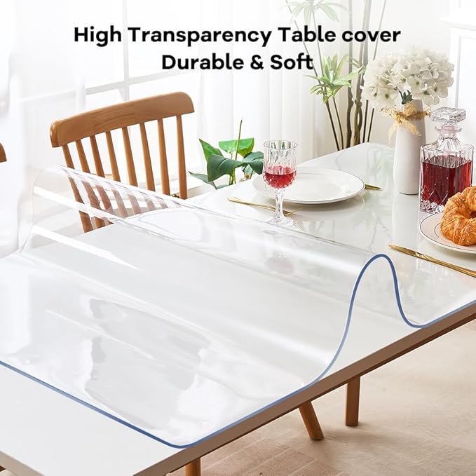 Thick Clear Table Cover - 42x72 Inches, Heavy Duty Table Top Protector