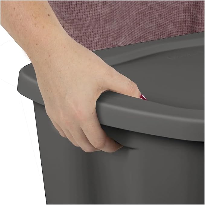 18 Gallon Plastic Storage Bin with Secure Snap Lid (Pack of 8) - Stackable Organizer Tote with Handles - Light Blue - Perfect for Closet, Dorm & Home Organization (Gray, (8 Pack) 18-Gallon)
