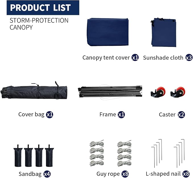 10x10 Pop up Canopy Tent with Sidewalls,Heavy Duty Waterproof Sun Shade Canopy Easy up Canopy with Wheel Bag Commercial Gazebo Tent for Outdoors Parties Vendors Camping Beach (Navy Blue)